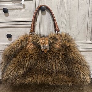 Raviani Faux Fur Brown Shoulder Bag